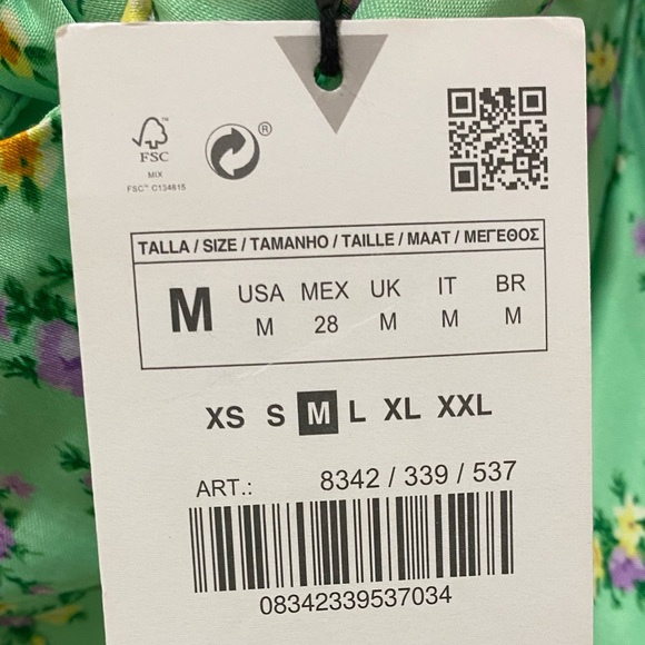 Zara - Satin Floral Dress in Mint Green - Size M - Picture 14 of 14